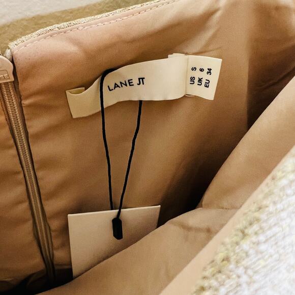 NEW Lane JT Lamae Dress SMALL Mini Gold Metallic Party Cocktail Bow Avant Garde - Picture 7 of 7